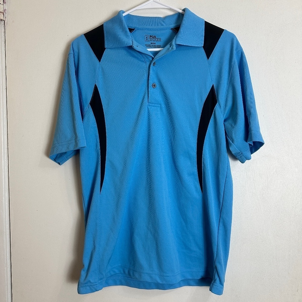 ! PGA Tour Blue Short Sleeve Polo Top Men Size S